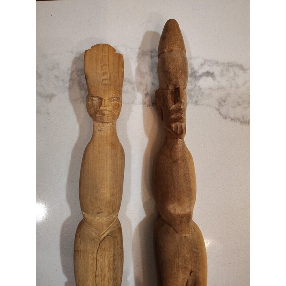 Teak Wood African Carved Fork and Spoon Salad Set Lightweight - Picture 1 of 9